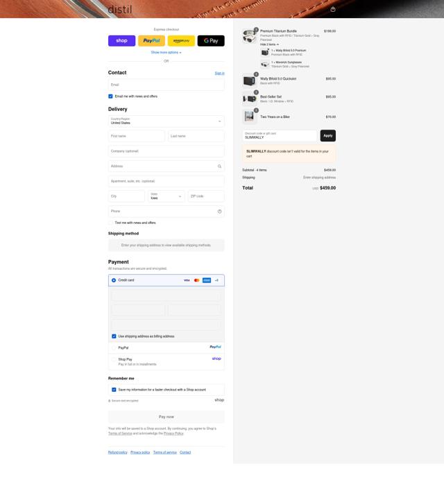 Distil Union checkout page showing Distil Union promo code box | Screenshot taken by SimplyCodes community member on Sep 15, 2025