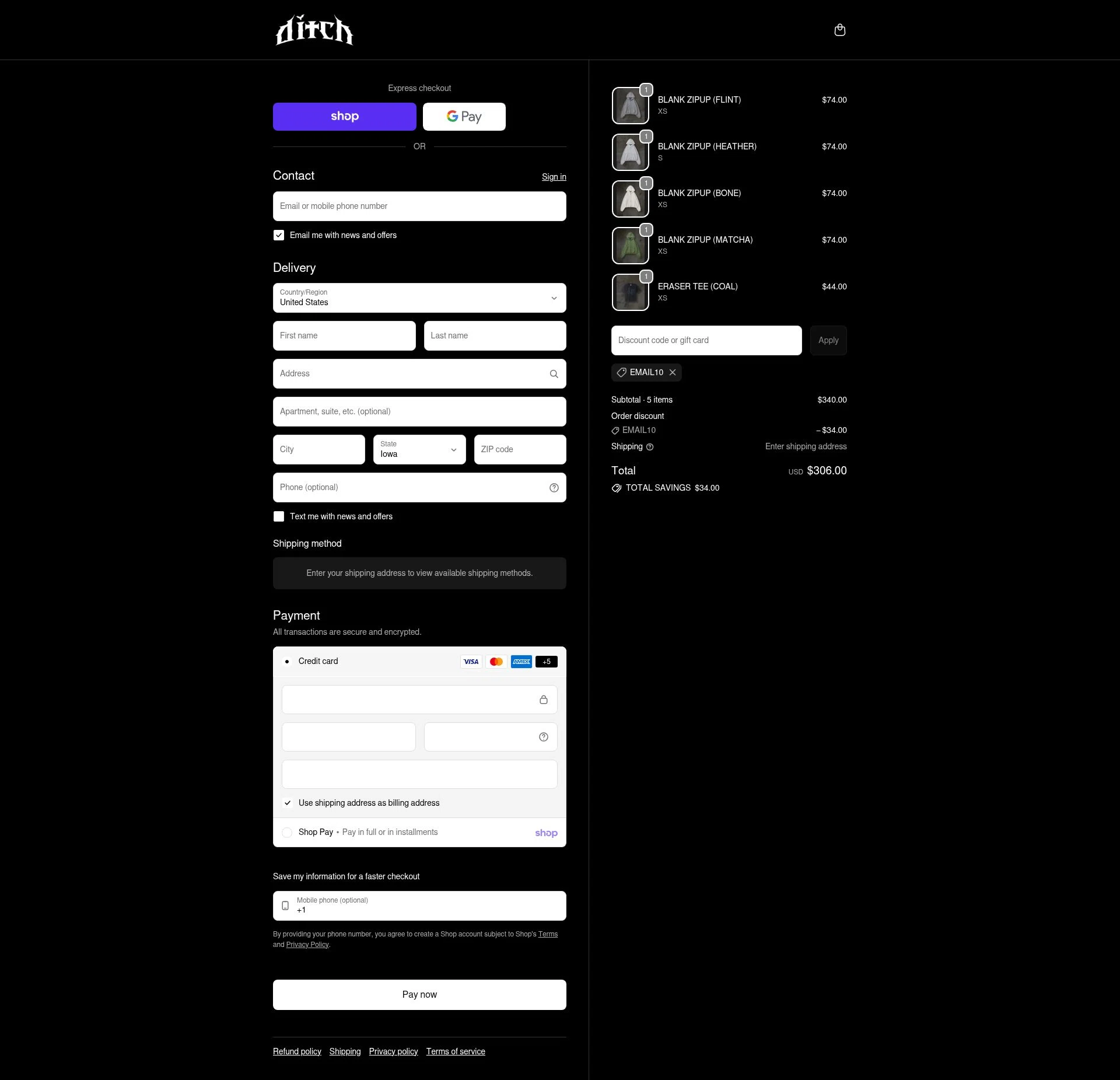 ditch checkout page showing ditch discount code box | Screenshot taken by SimplyCodes community member on Feb 20, 2026