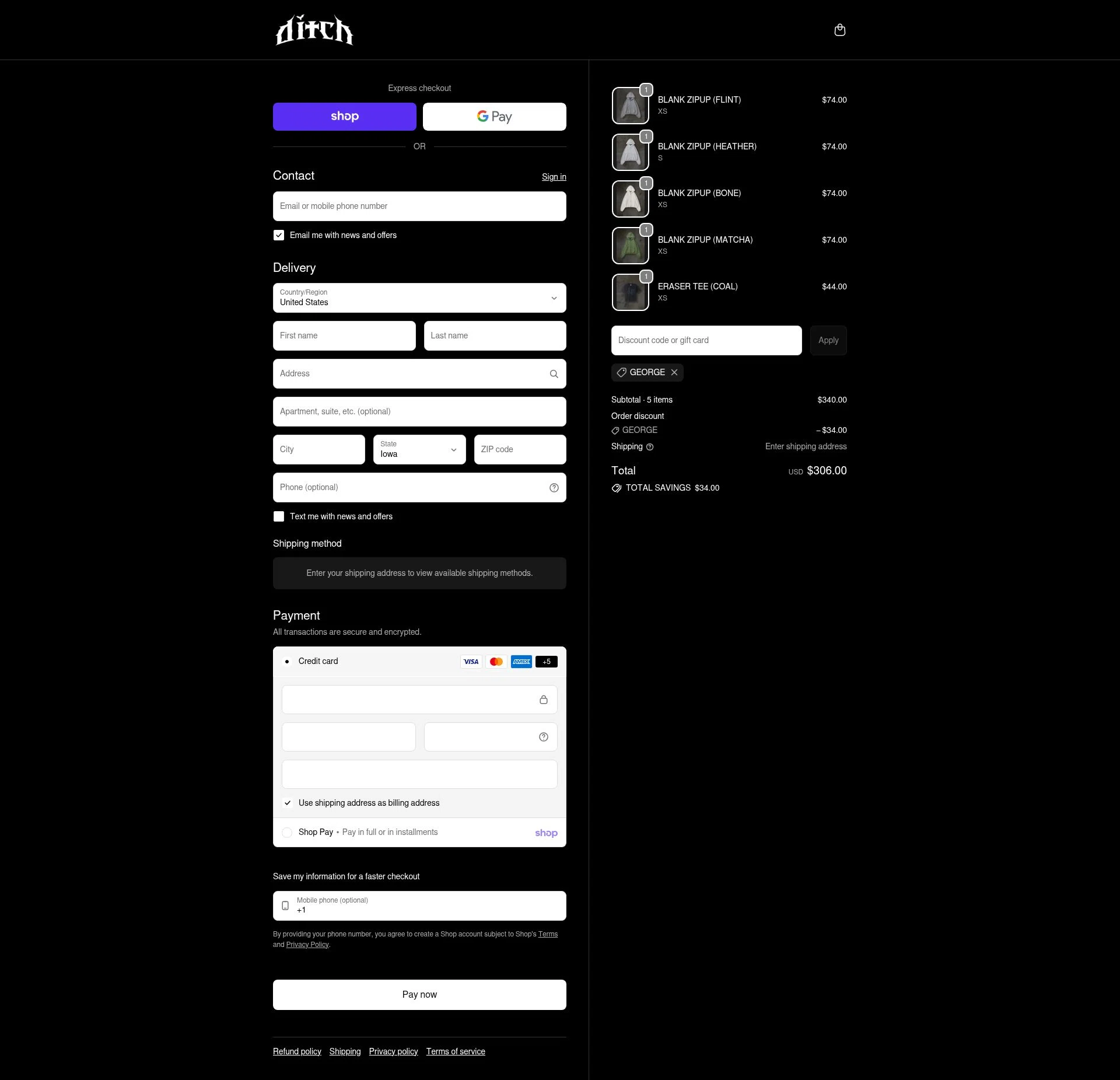 ditch checkout page showing ditch discount code box | Screenshot taken by SimplyCodes community member on Feb 11, 2026