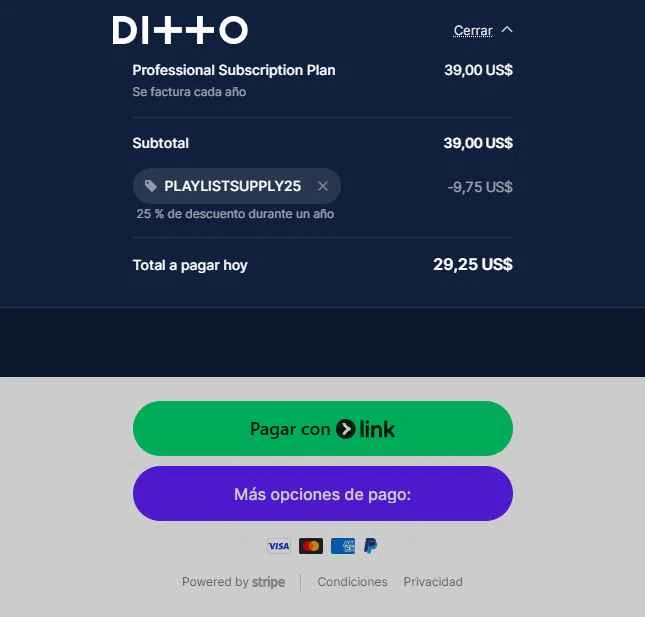 Ditto Music checkout page showing Ditto Music promo code box | Screenshot taken by SimplyCodes community member on Dec 19, 2025