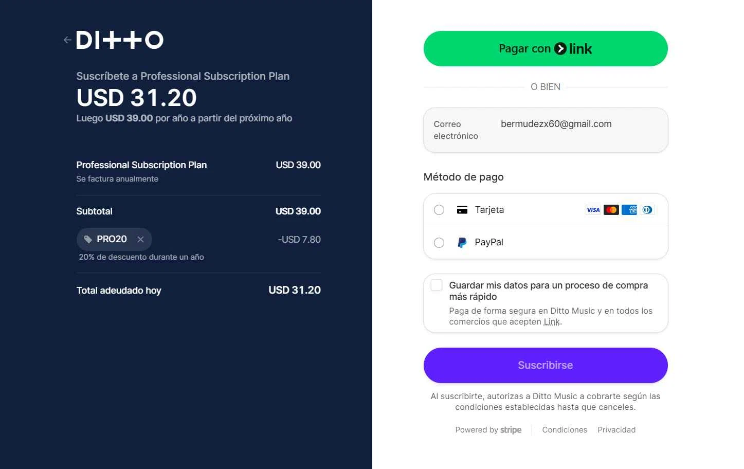 Ditto Music checkout page showing Ditto Music promo code box | Screenshot taken by SimplyCodes community member on Dec 19, 2025
