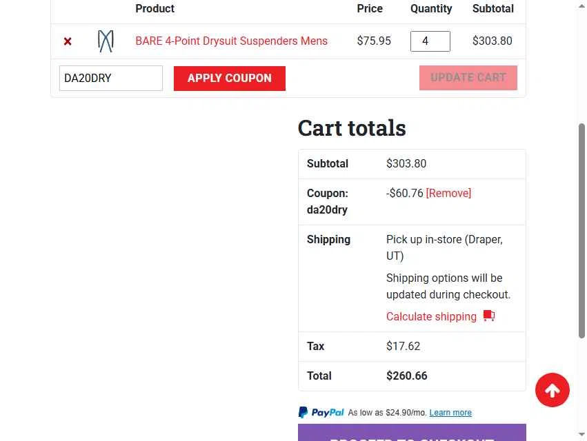 Dive Addicts checkout page showing Dive Addicts promo code box | Screenshot taken by SimplyCodes community member on May 14, 2025