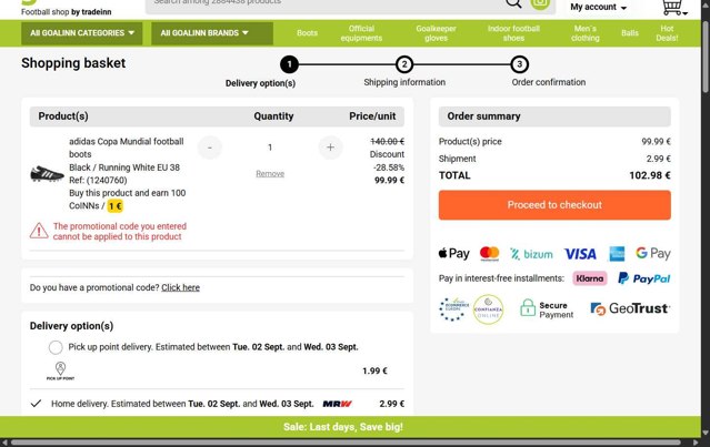Diveinn checkout page showing Diveinn promo code box | Screenshot taken by SimplyCodes community member on Aug 29, 2025