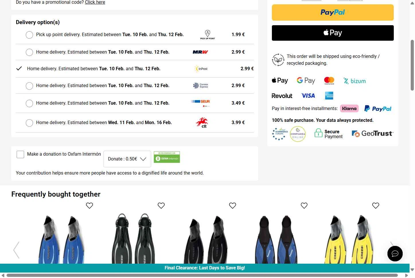 Diveinn checkout page showing Diveinn promo code box | Screenshot taken by SimplyCodes community member on Feb 9, 2026