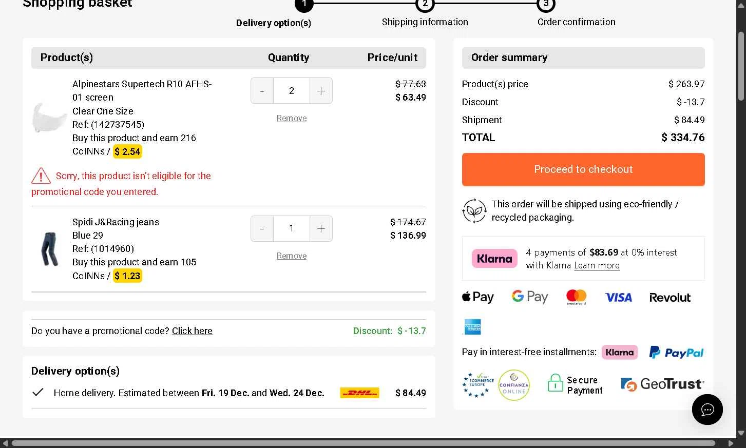 Diveinn checkout page showing Diveinn promo code box | Screenshot taken by SimplyCodes community member on Dec 14, 2025