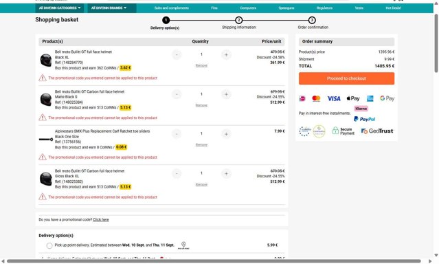 Diveinn checkout page showing Diveinn promo code box | Screenshot taken by SimplyCodes community member on Sep 5, 2025