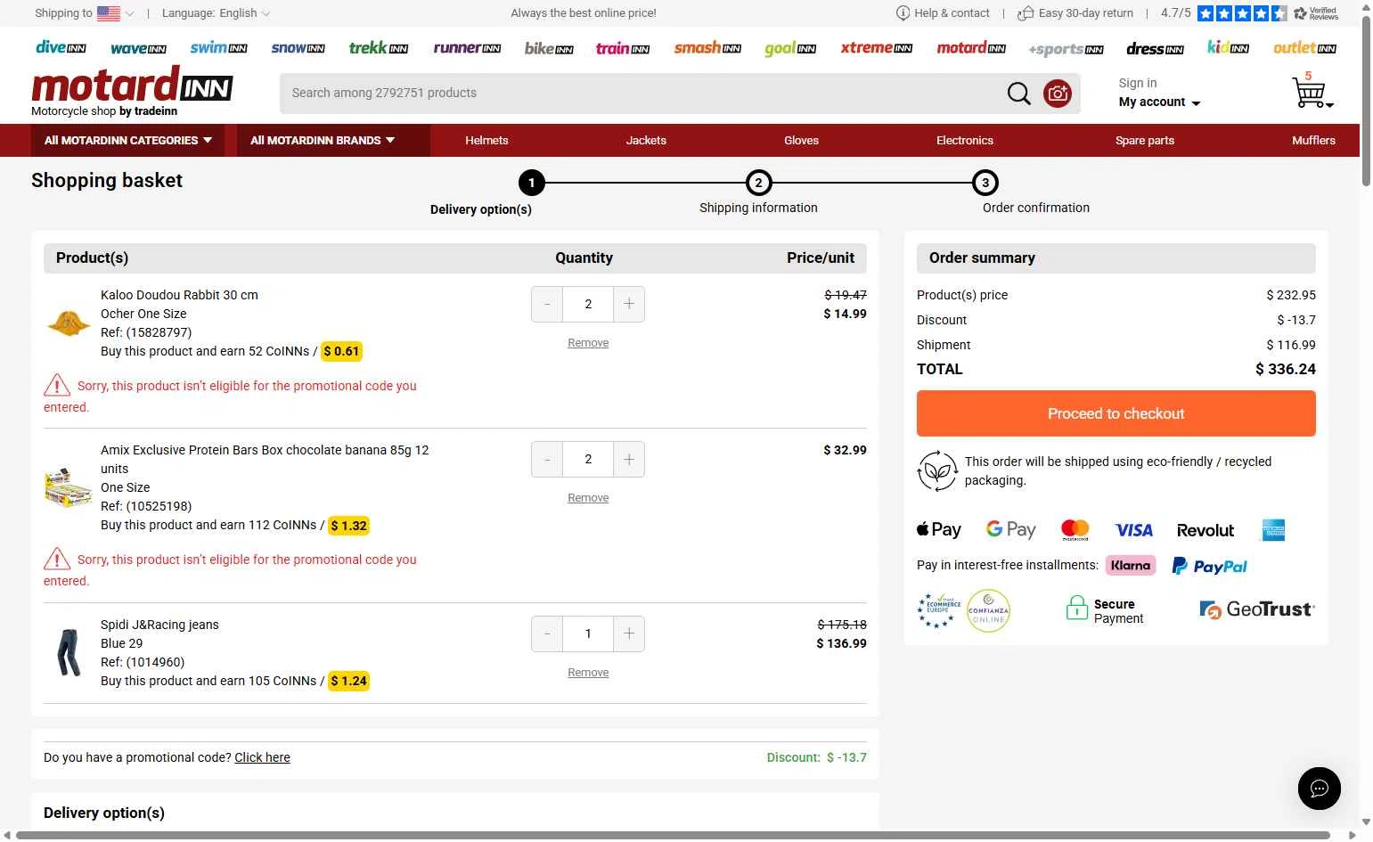 Diveinn checkout page showing Diveinn promo code box | Screenshot taken by SimplyCodes community member on Dec 25, 2025