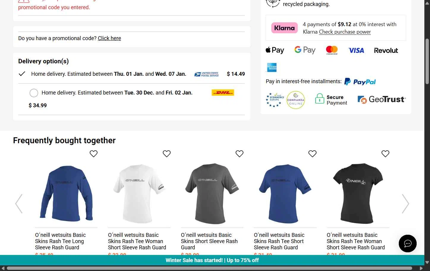 Diveinn checkout page showing Diveinn promo code box | Screenshot taken by SimplyCodes community member on Dec 28, 2025