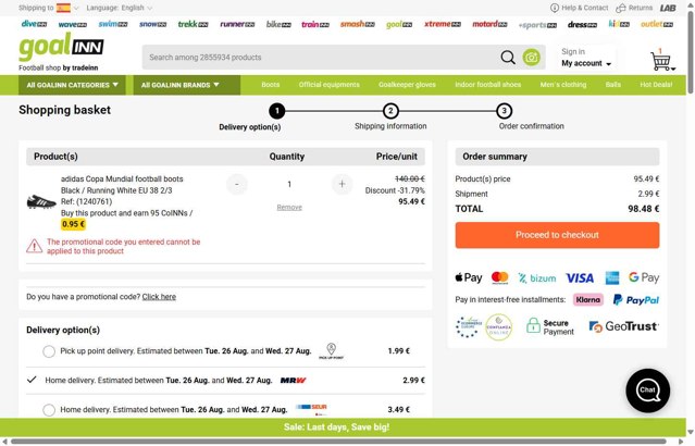 Diveinn checkout page showing Diveinn promo code box | Screenshot taken by SimplyCodes community member on Aug 25, 2025