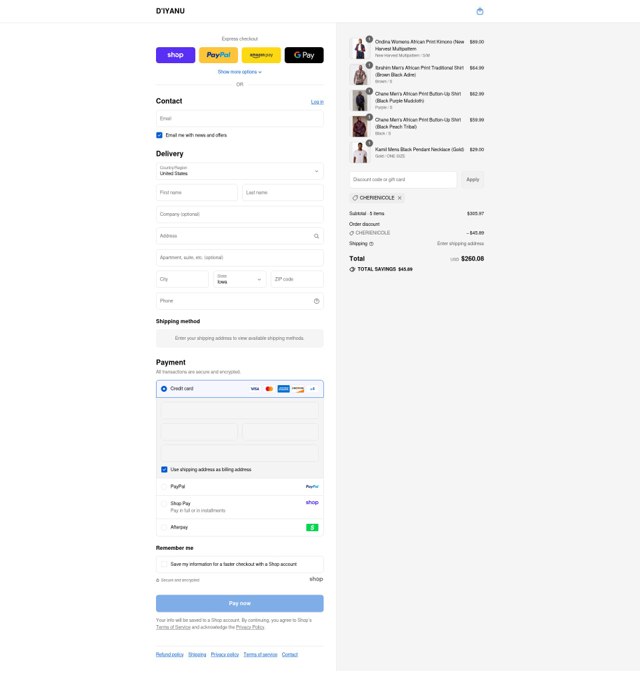 D'iyanu checkout page showing D'iyanu coupon code box | Screenshot taken by SimplyCodes community member on Aug 28, 2025