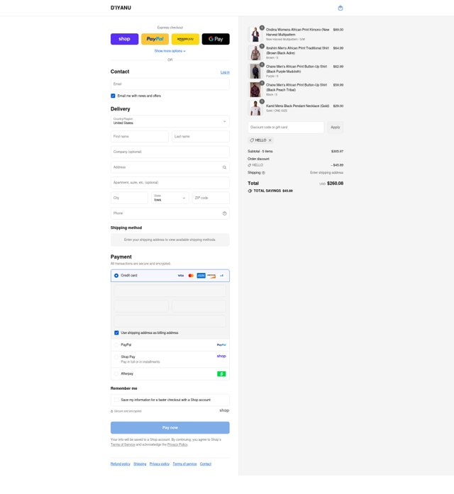 D'iyanu checkout page showing D'iyanu coupon code box | Screenshot taken by SimplyCodes community member on Aug 28, 2025