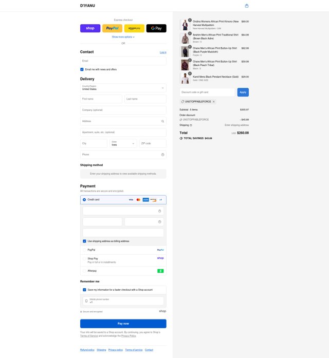 D'iyanu checkout page showing D'iyanu coupon code box | Screenshot taken by SimplyCodes community member on Aug 28, 2025
