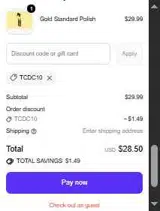 TCDC10 coupon verification screenshot