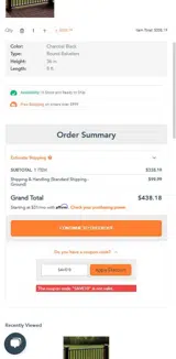 SAVE10 coupon verification screenshot