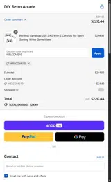 DIY Retro Arcade coupon verification screenshot