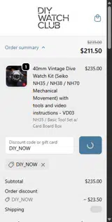 DIY WATCH CLUB coupon verification screenshot