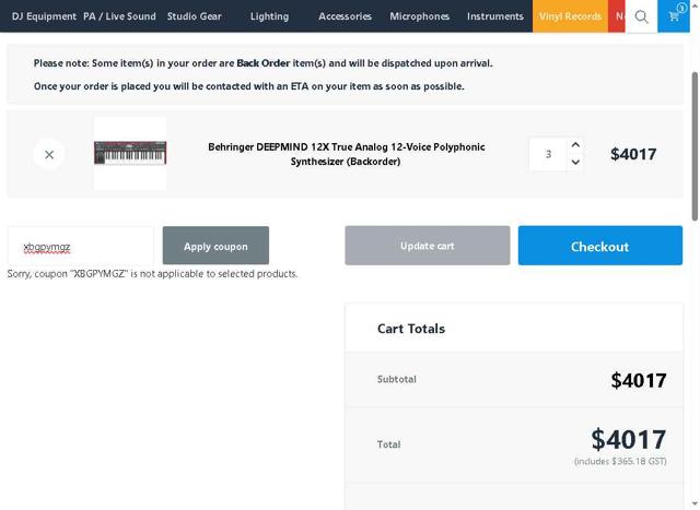DJ City checkout page showing DJ City promo code box | Screenshot taken by SimplyCodes community member on Sep 4, 2025