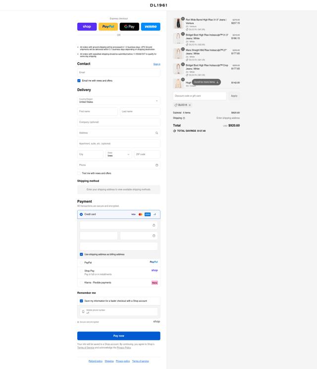 DL1961 checkout page showing DL1961 coupon code box | Screenshot taken by SimplyCodes community member on Sep 15, 2025