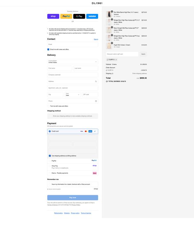 DL1961 checkout page showing DL1961 coupon code box | Screenshot taken by SimplyCodes community member on Sep 15, 2025