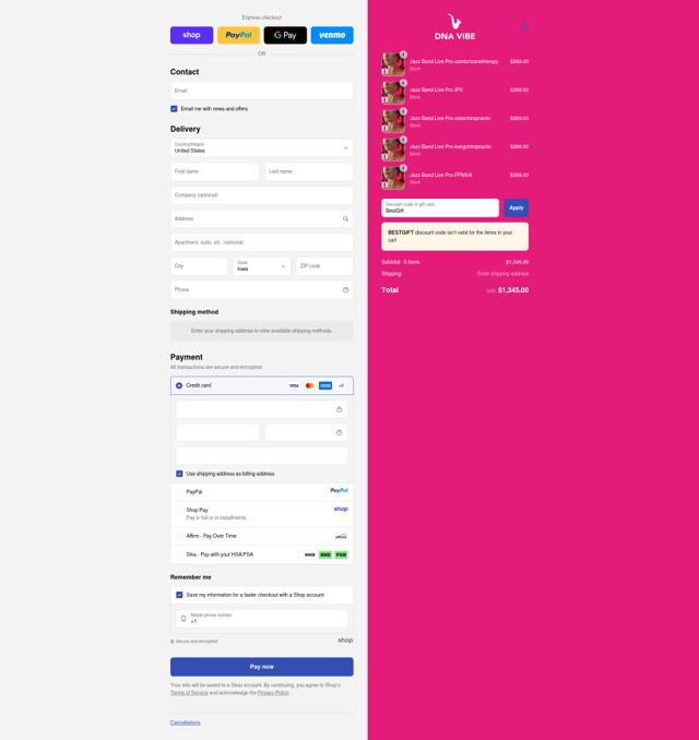 DNA Vibe checkout page showing DNA Vibe coupon code box | Screenshot taken by SimplyCodes community member on Sep 12, 2025