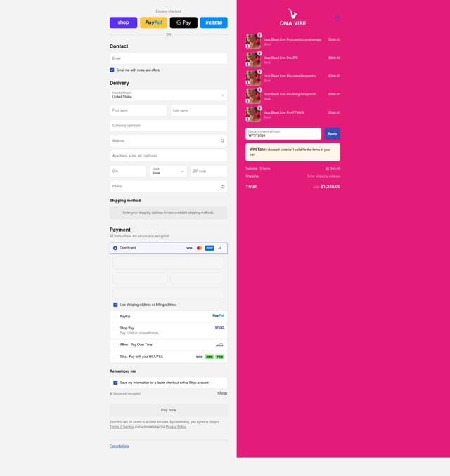DNA Vibe checkout page showing DNA Vibe coupon code box | Screenshot taken by SimplyCodes community member on Sep 12, 2025