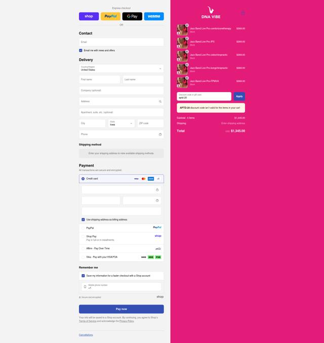 DNA Vibe checkout page showing DNA Vibe coupon code box | Screenshot taken by SimplyCodes community member on Sep 12, 2025
