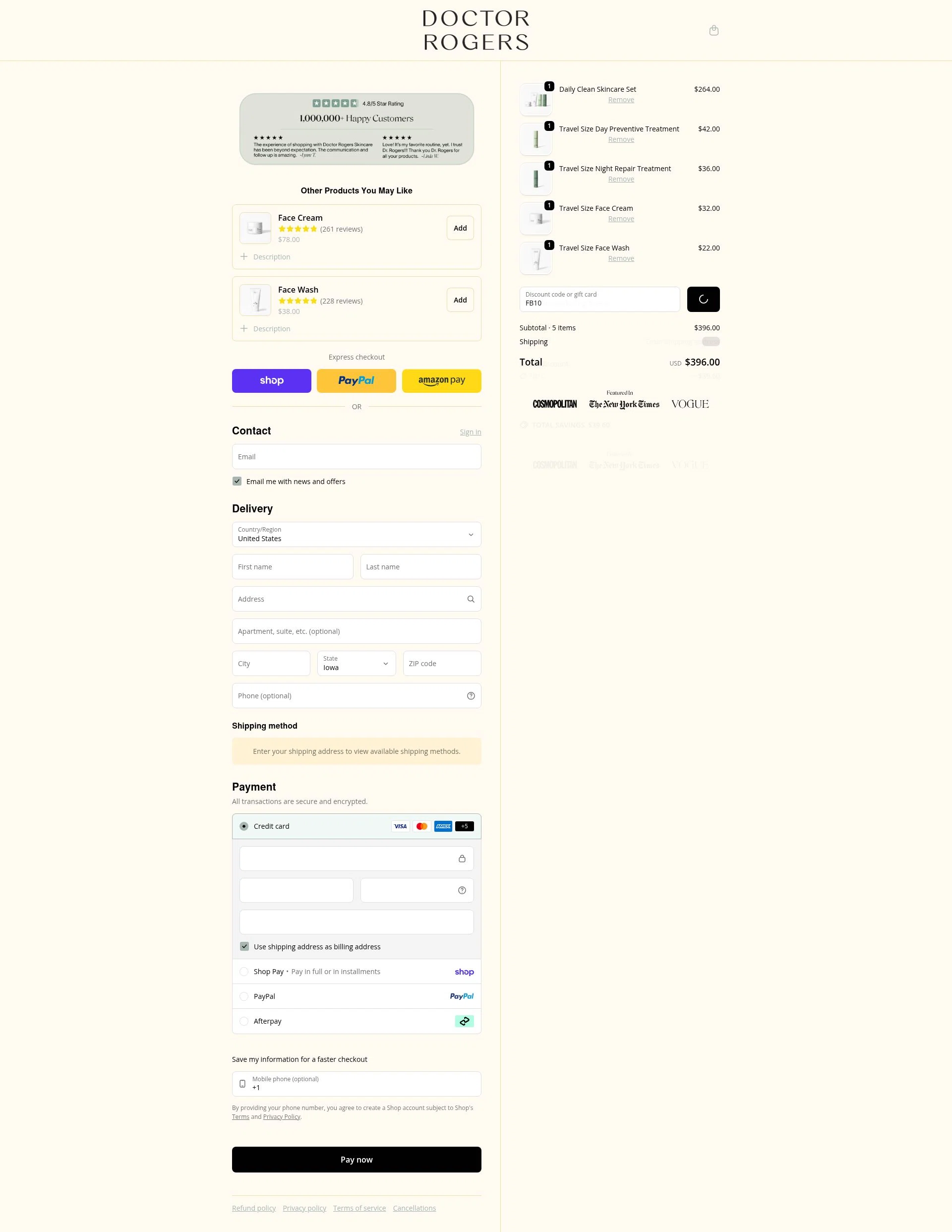 Doctor Rogers checkout page showing Doctor Rogers coupon code box | Screenshot taken by SimplyCodes community member on Feb 18, 2026
