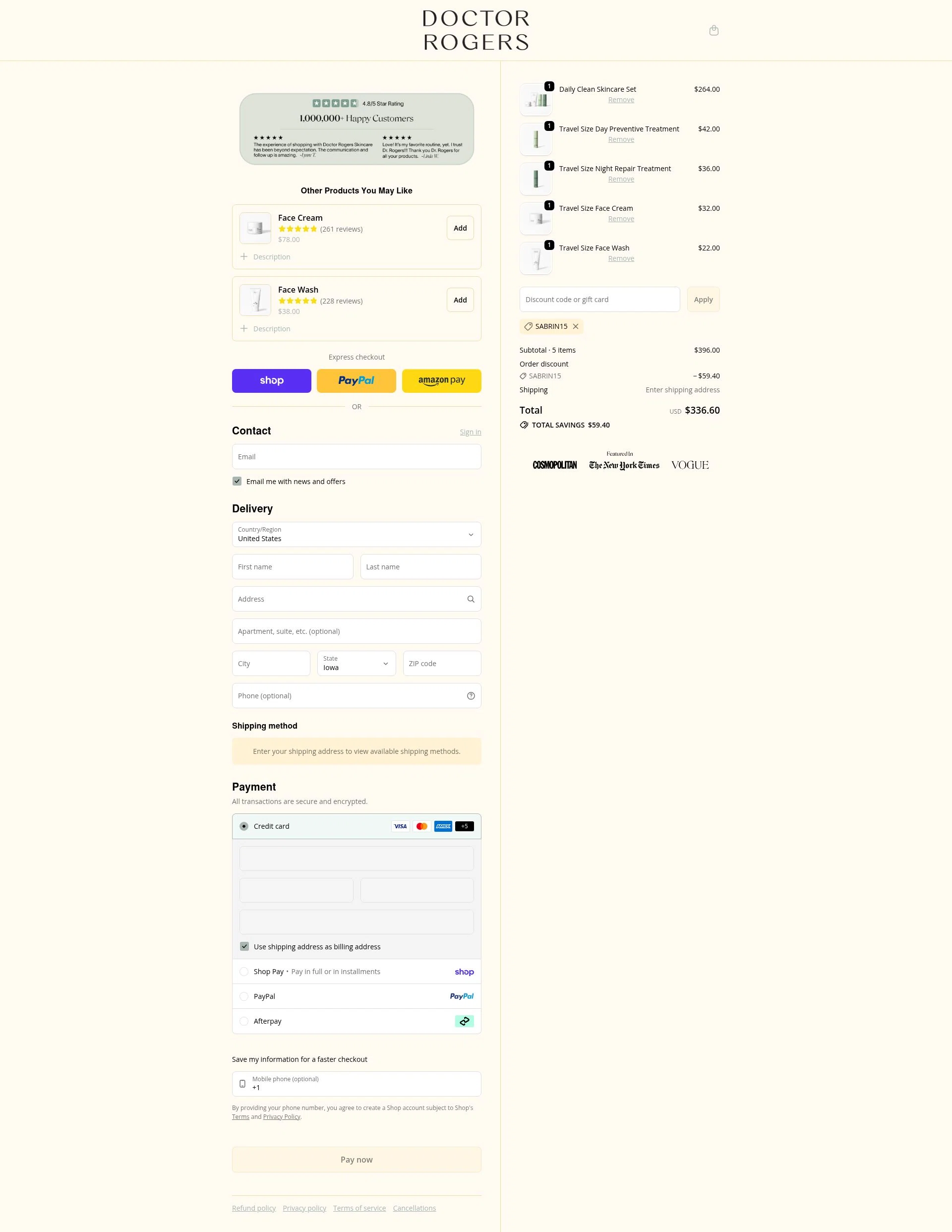 Doctor Rogers checkout page showing Doctor Rogers coupon code box | Screenshot taken by SimplyCodes community member on Feb 18, 2026