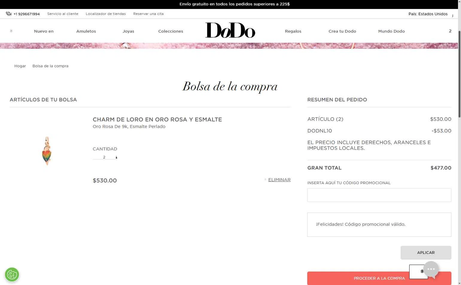 DoDo Jewels checkout page showing DoDo Jewels promo code box | Screenshot taken by SimplyCodes community member on Jun 18, 2025