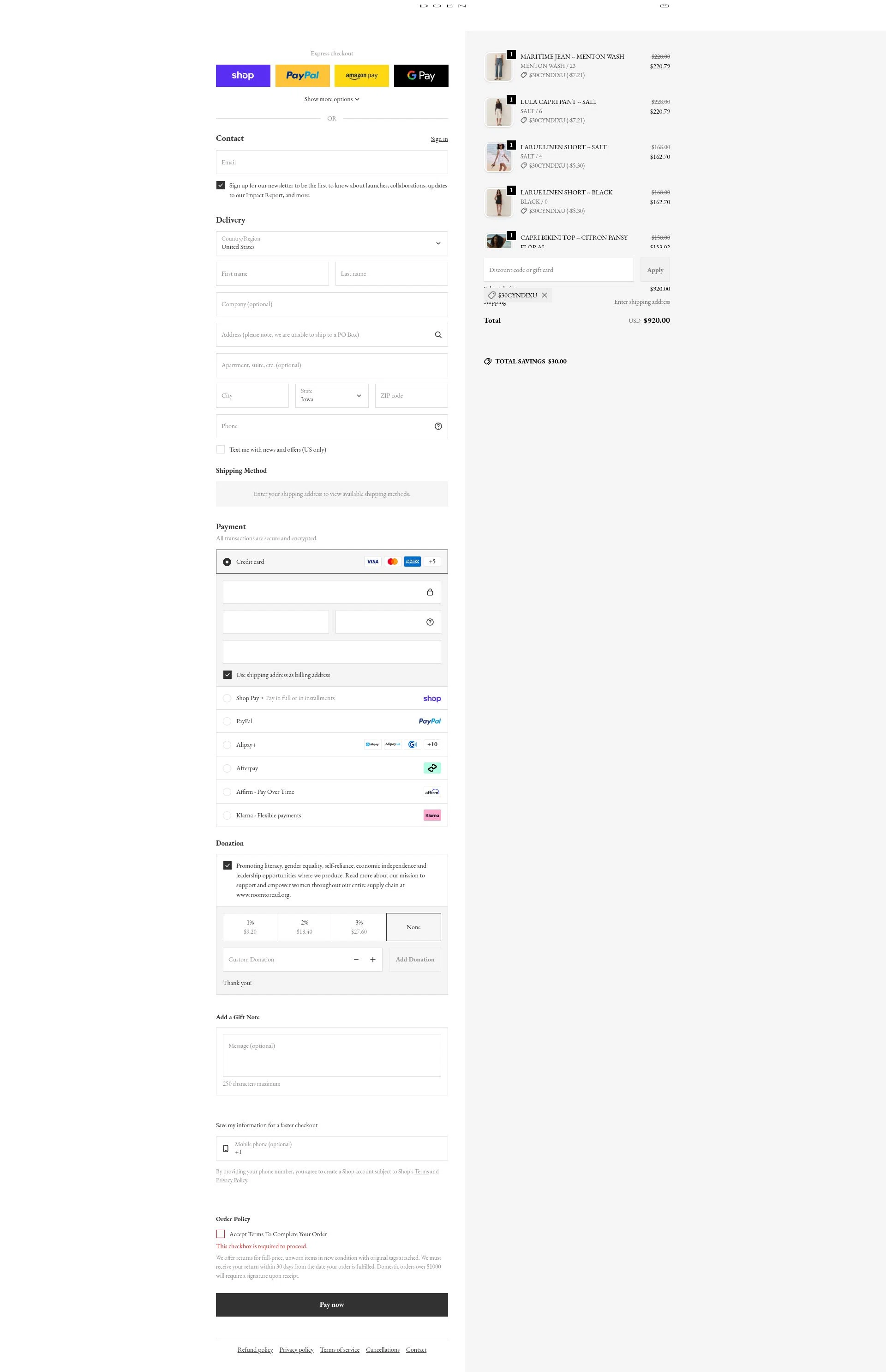 Dôen checkout page showing Dôen promo code box | Screenshot taken by SimplyCodes community member on Feb 9, 2026