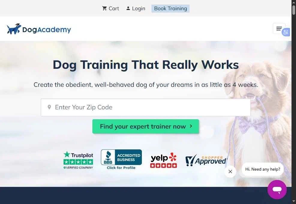 Dog Academy checkout page showing Dog Academy promo code box | Screenshot taken by SimplyCodes community member on Dec 7, 2025