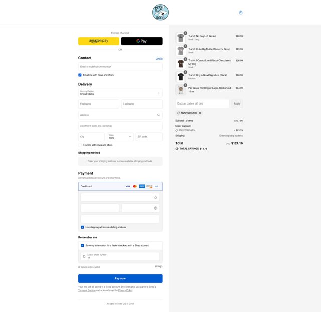 Dog Is Good checkout page showing Dog Is Good promo code box | Screenshot taken by SimplyCodes community member on Aug 25, 2025