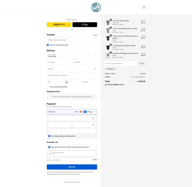 Dog Is Good checkout page showing Dog Is Good promo code box | Screenshot taken by SimplyCodes community member on Aug 25, 2025
