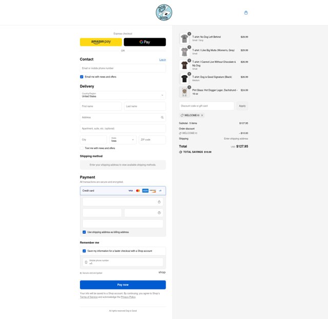 Dog Is Good checkout page showing Dog Is Good promo code box | Screenshot taken by SimplyCodes community member on Aug 25, 2025
