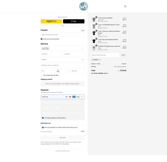 Dog Is Good checkout page showing Dog Is Good promo code box | Screenshot taken by SimplyCodes community member on Aug 29, 2025