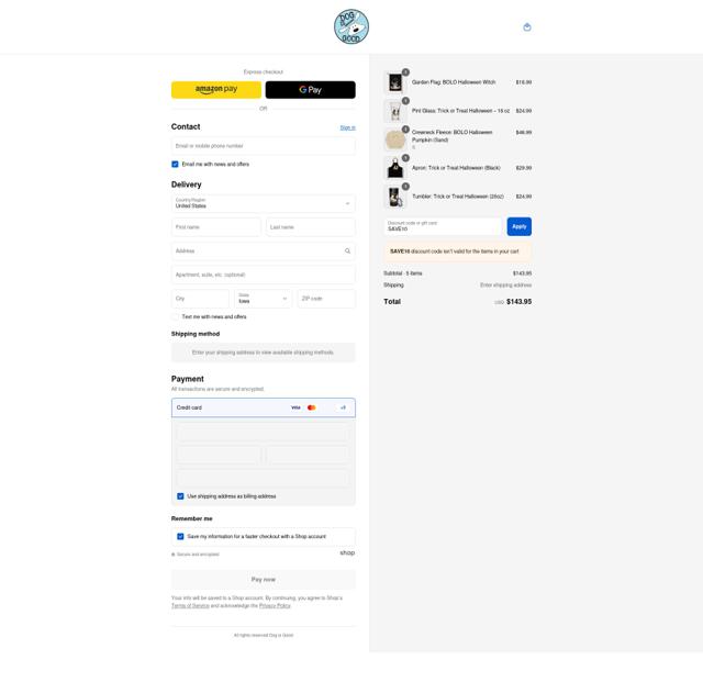 Dog Is Good checkout page showing Dog Is Good promo code box | Screenshot taken by SimplyCodes community member on Sep 10, 2025