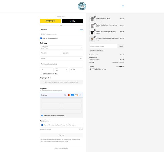 Dog Is Good checkout page showing Dog Is Good promo code box | Screenshot taken by SimplyCodes community member on Aug 21, 2025