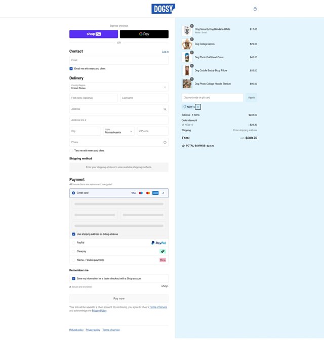 Dogsy checkout page showing Dogsy promo code box | Screenshot taken by SimplyCodes community member on Mar 3, 2025