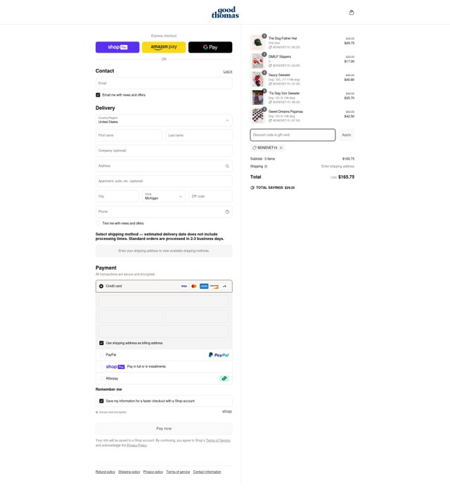 Dog Threads checkout page showing Dog Threads promo code box | Screenshot taken by SimplyCodes community member on Jun 17, 2025