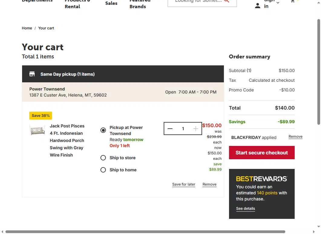 Do it best checkout page showing Do it best promo code box | Screenshot taken by SimplyCodes community member on Nov 21, 2025