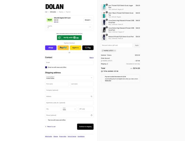 Dolan checkout page showing Dolan discount code box | Screenshot taken by SimplyCodes community member on Sep 11, 2025