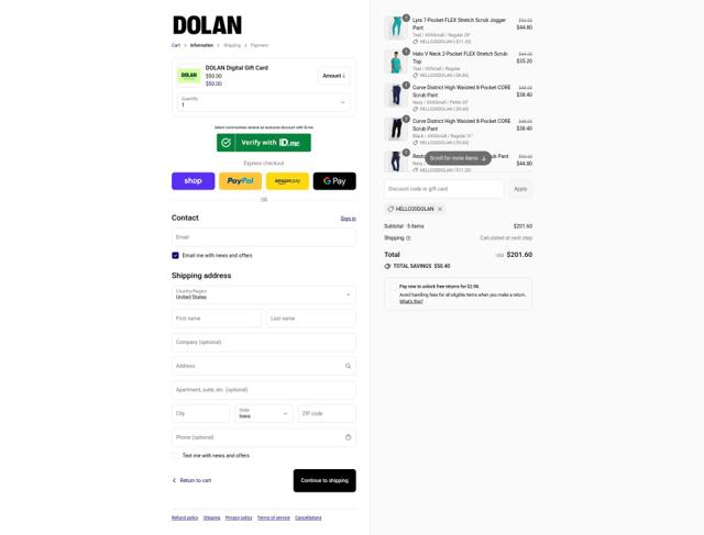 Dolan checkout page showing Dolan discount code box | Screenshot taken by SimplyCodes community member on Sep 11, 2025