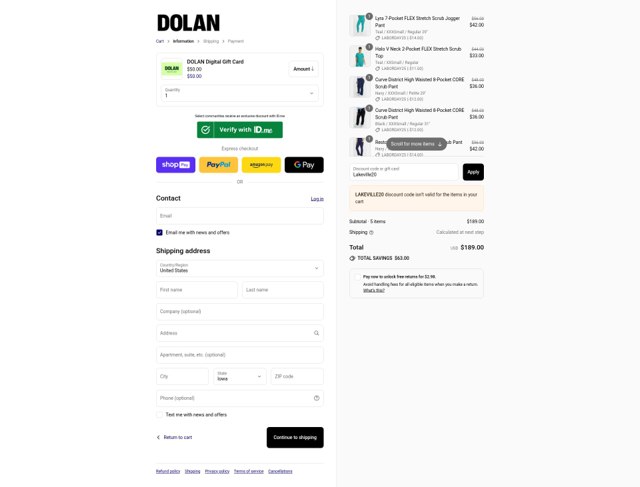 Dolan checkout page showing Dolan discount code box | Screenshot taken by SimplyCodes community member on Aug 26, 2025