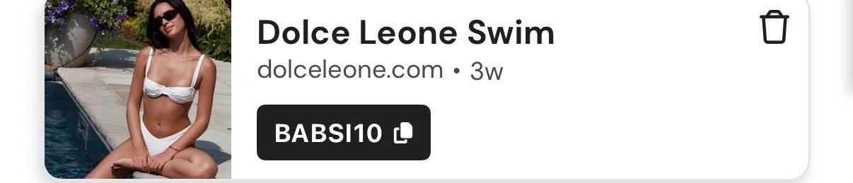 Dolce Leone promo code screenshot showing code BABSI10 applied at Dolce Leone checkout page. Uploaded by SimplyCodes community member CleverWarden3934 on Dec 29, 2025