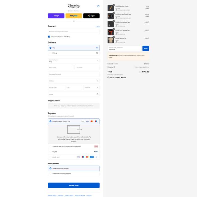 Dolly Noire checkout page showing Dolly Noire discount code box | Screenshot taken by SimplyCodes community member on Sep 9, 2025