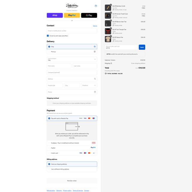 Dolly Noire checkout page showing Dolly Noire discount code box | Screenshot taken by SimplyCodes community member on Sep 12, 2025
