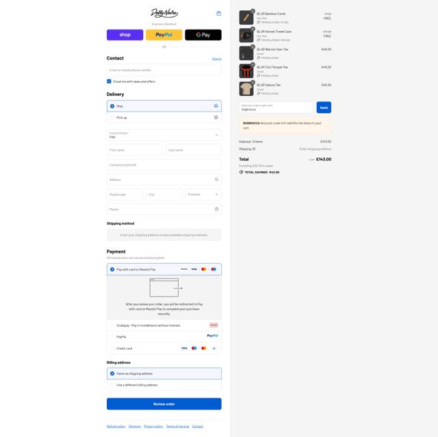 Dolly Noire checkout page showing Dolly Noire discount code box | Screenshot taken by SimplyCodes community member on Sep 12, 2025