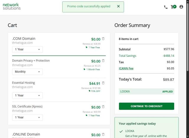 Domain.com checkout page showing Domain.com promo code box | Screenshot taken by SimplyCodes community member on Sep 4, 2025