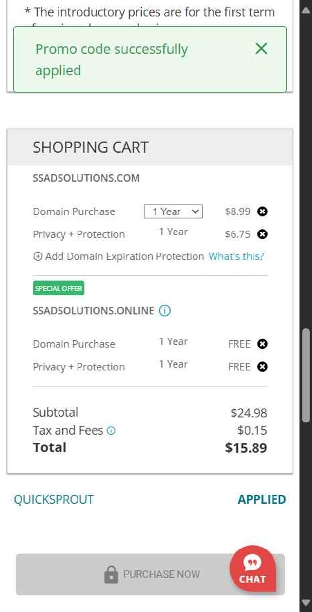 Domain.com checkout page showing Domain.com promo code box | Screenshot taken by SimplyCodes community member on Aug 19, 2025