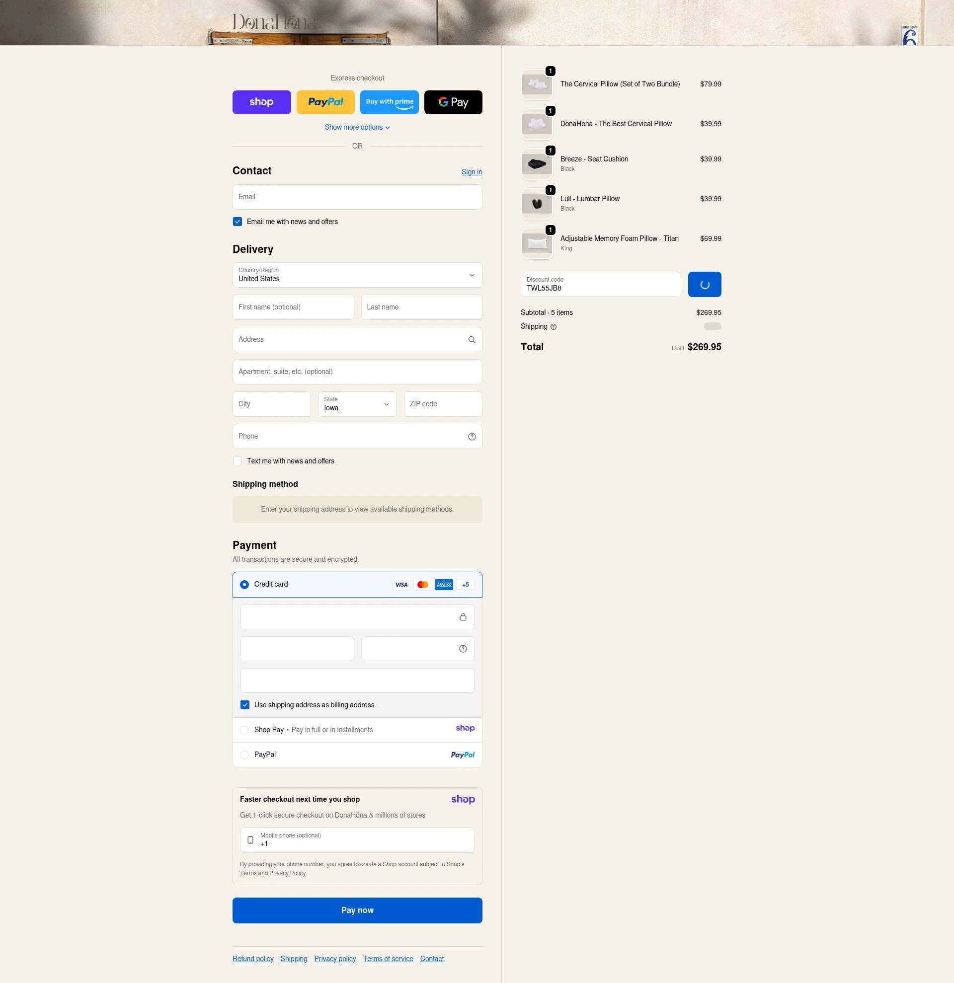 DonaHöna checkout page showing DonaHöna promo code box | Screenshot taken by SimplyCodes community member on Jan 10, 2026